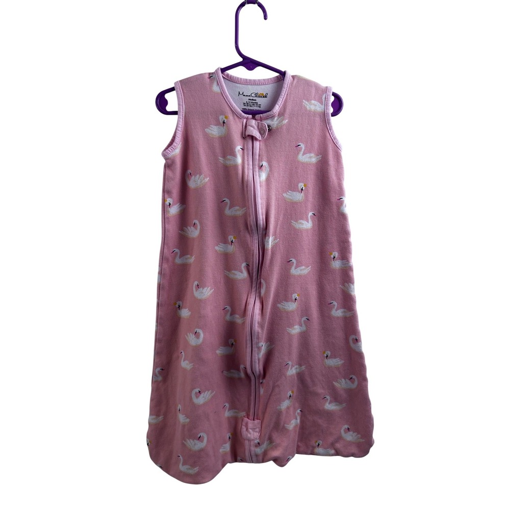 Mama Cheetah Sleep Sack Size Medium 6-12M Pink Swan Organic Cotton Baby Girl